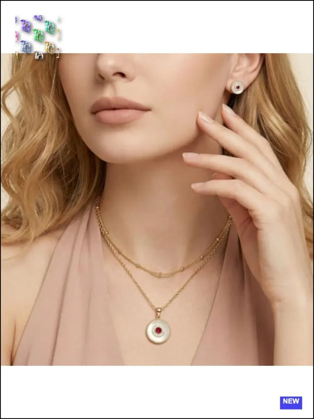 14K Gold Filled Dainty Layered Necklace Set with Zircon Pendant